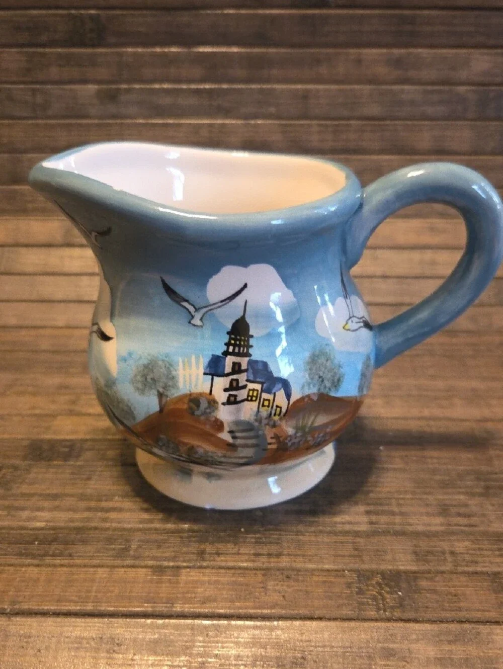 Young's Hand-Painted Seagull Lighthouse Sugar Creamer Salt & Pepper Set